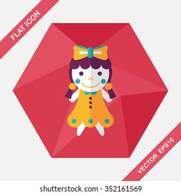 girl doll toy flat icon with long shadow,eps 10