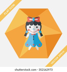 girl doll toy flat icon with long shadow,eps 10