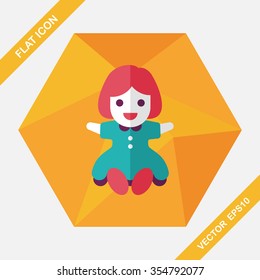 girl doll toy flat icon with long shadow,eps 10