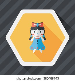 girl doll toy flat icon with long shadow,eps 10