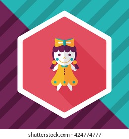 girl doll toy flat icon with long shadow,eps 10