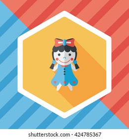 girl doll toy flat icon with long shadow,eps 10