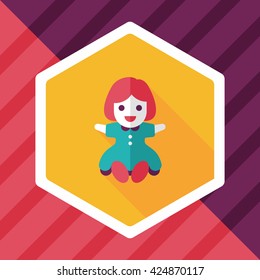 girl doll toy flat icon with long shadow,eps 10