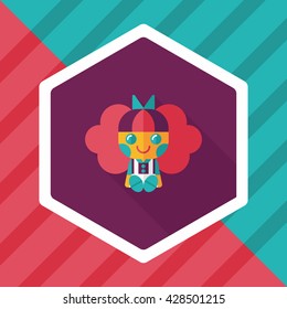 girl doll toy flat icon with long shadow,eps 10