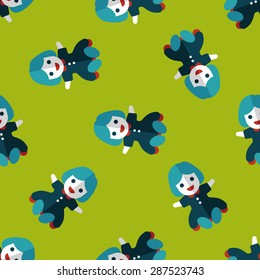 girl doll toy flat icon,eps 10 seamless pattern background