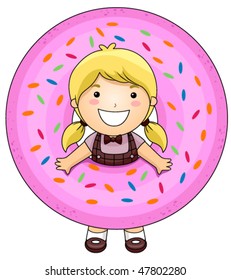 Mädchen mit Donut - Vektorgrafik