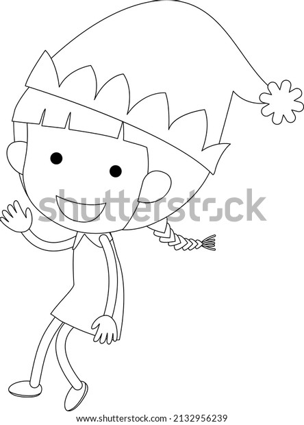 Girl Doodle Outline Colouring Illustration Stock Vector (Royalty Free ...