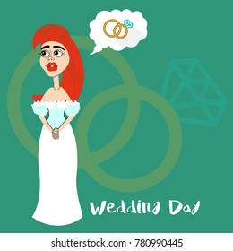 Girl dreaming about wedding - vector illustration
