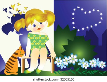 The girl dreams of love