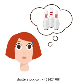 girl dreams of a party of bowling skittles ball vektorgaya illustrations