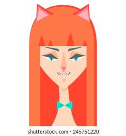 Girl dress up as catwoman.  Isolated on a white background. vector