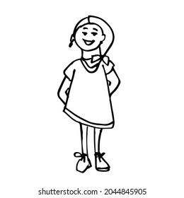 A girl in a dress. A hand-drawn sketch. Vector doodle illustration