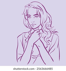 A girl in dress posing vector for illustration, card, decoration