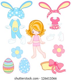 Girl dress up with rabbit dresses and accessories for Easter