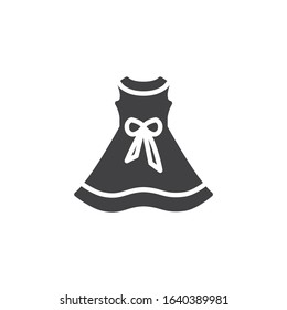 Girl dress with ribbon vector icon. filled flat sign for mobile concept and web design. Baby clothing, dress glyph icon. Symbol, logo illustration. Vector graphics