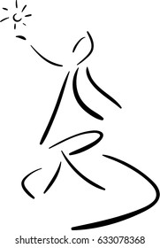 Girl in dress running for the sun
