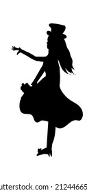 
A girl in dress silhouette. She is dancing.