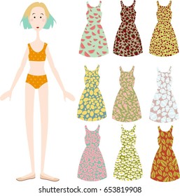 Girl and dress with summer prints