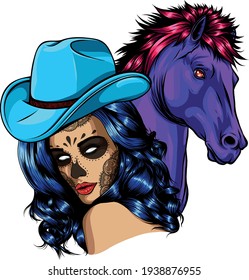 girl dressed as a cowboy with horse