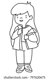 The girl is dressed in hand-drawn vector.
