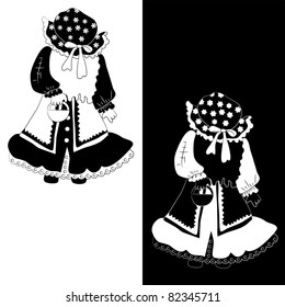 Girl dressed as red riding hood for Halloween (set of 2 monochrome sketch variations) eps8