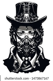 Girl dressed in steampunk style