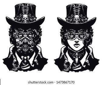 Girl dressed in steampunk style