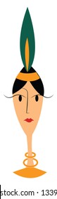 A girl is dressed in traditional costume of gold ornament and headgear vector color drawing or illustration 