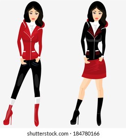Girl dressed in two outfits