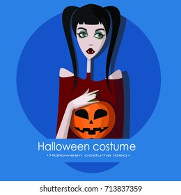 Girl dressed as vampire for Halloween