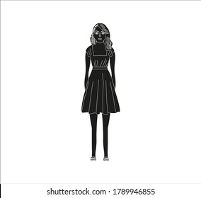 girl in dress.Illustration for web and mobile design.