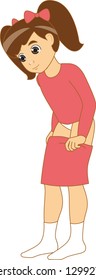 A girl dressing herself (isolated, in vector)