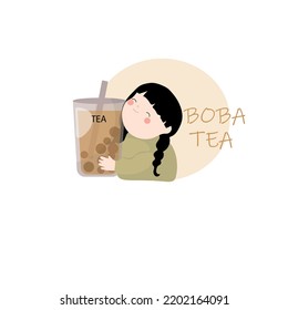 Una chica con un trago, té boba. Publicidad para restaurantes, cafés, carteles, vallas publicitarias, tienda, decoración, impresiones sobre ropa, bares.