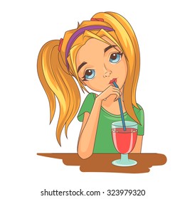 Girl drinking a cocktail