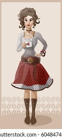 Girl is drinking coffee