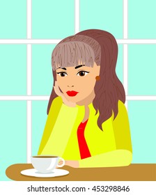 girl drinking coffee in a cafe