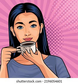 girl drinking coffee cup character scene