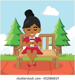 Girl Drinking coffee at park