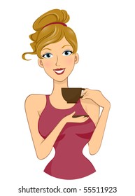 Girl drinking Coffee - Vector