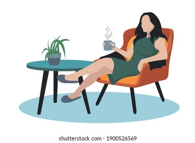 girl drinking coffee while sitting in a chair