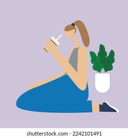 girl drinking juice flat illustration