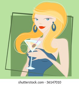 Girl Drinking Martini