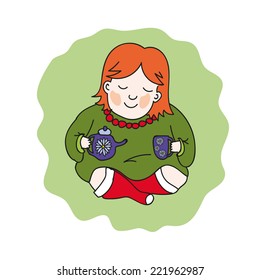 girl drinking tea 