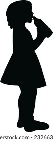 a girl drinking water, silhouette vector
