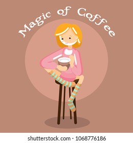 girl drinks coffee