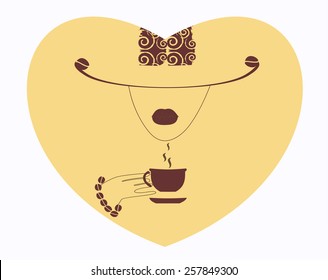 Girl drinks coffee abstract vector graphics