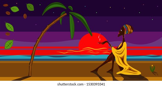 
girl drinks coffee by the ocean
