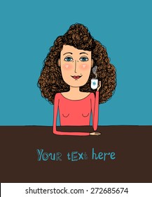 Girl drinks tea vector illustration