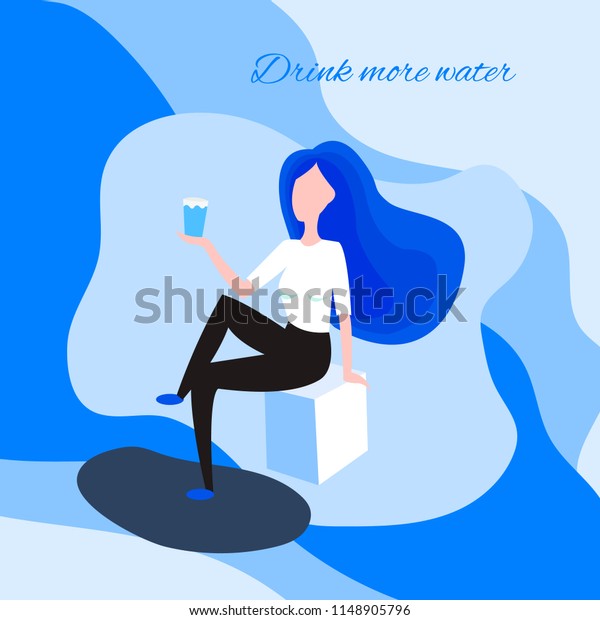 Girl Drinks Water Through Straw Rest Stock Vector Royalty Free 1148905796 Shutterstock 0980