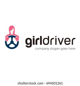 GIRL DRIVER PIN LOCATION VECTOR LOGO TEMPLATE